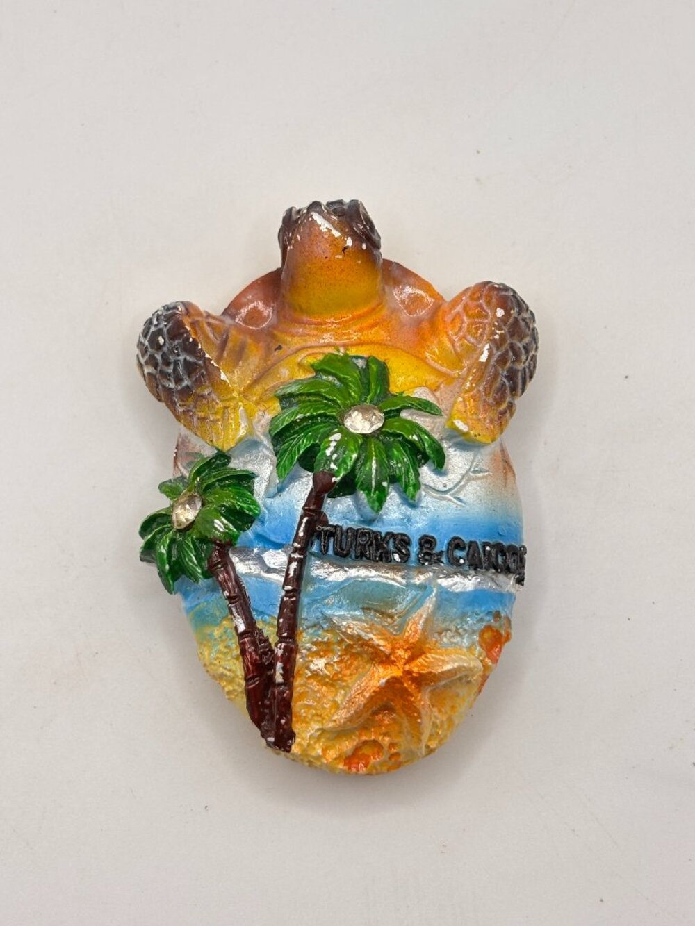 Turks & Caicos Sea Turtle Beach Souvenir Resin Fridge Magnet Gift Palms Starfish